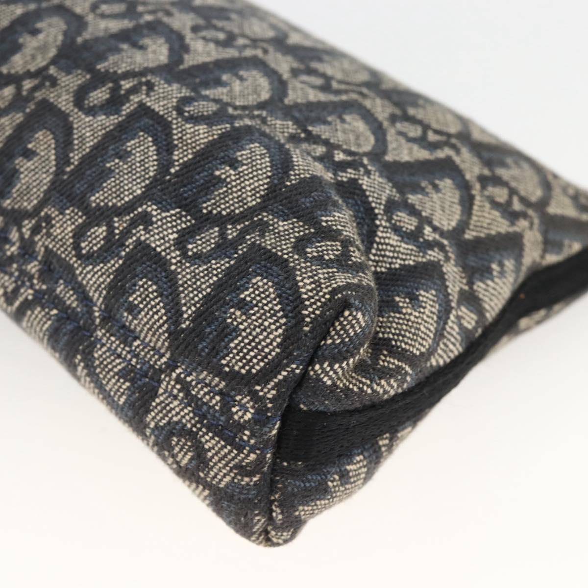 Christian Dior Trotter Canvas Shoulder Bag Navy Silver Auth AMZ538A