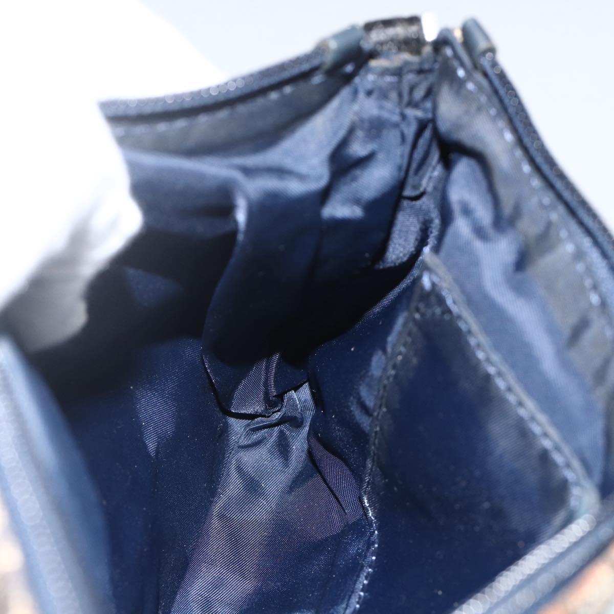 Christian Dior Trotter Canvas Shoulder Bag Navy Silver Auth AMZ538A