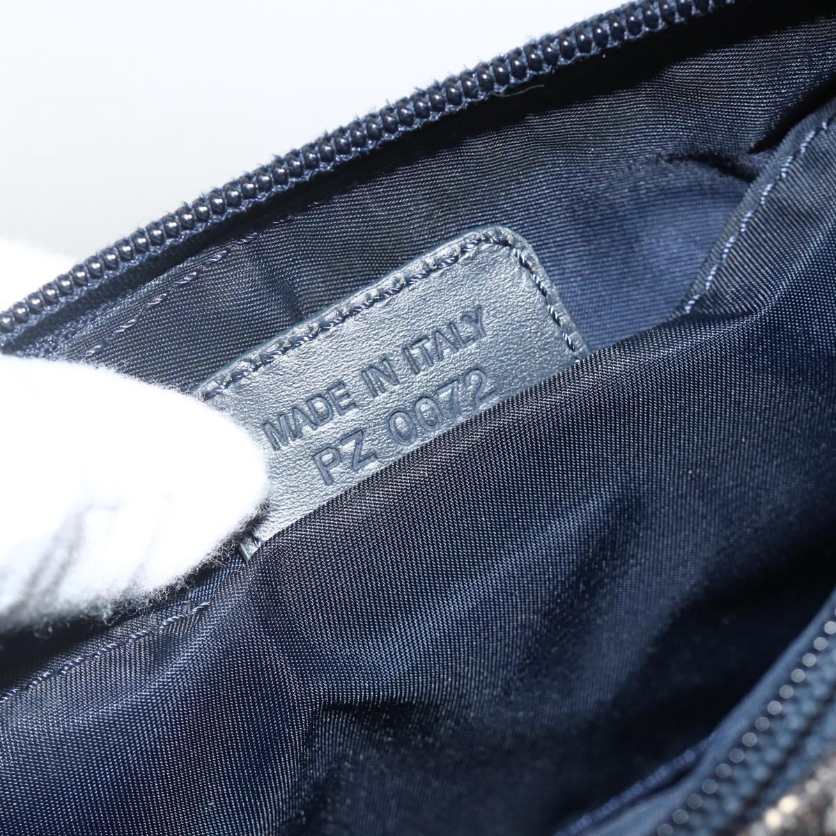Christian Dior Trotter Canvas Shoulder Bag Navy Silver Auth AMZ538A
