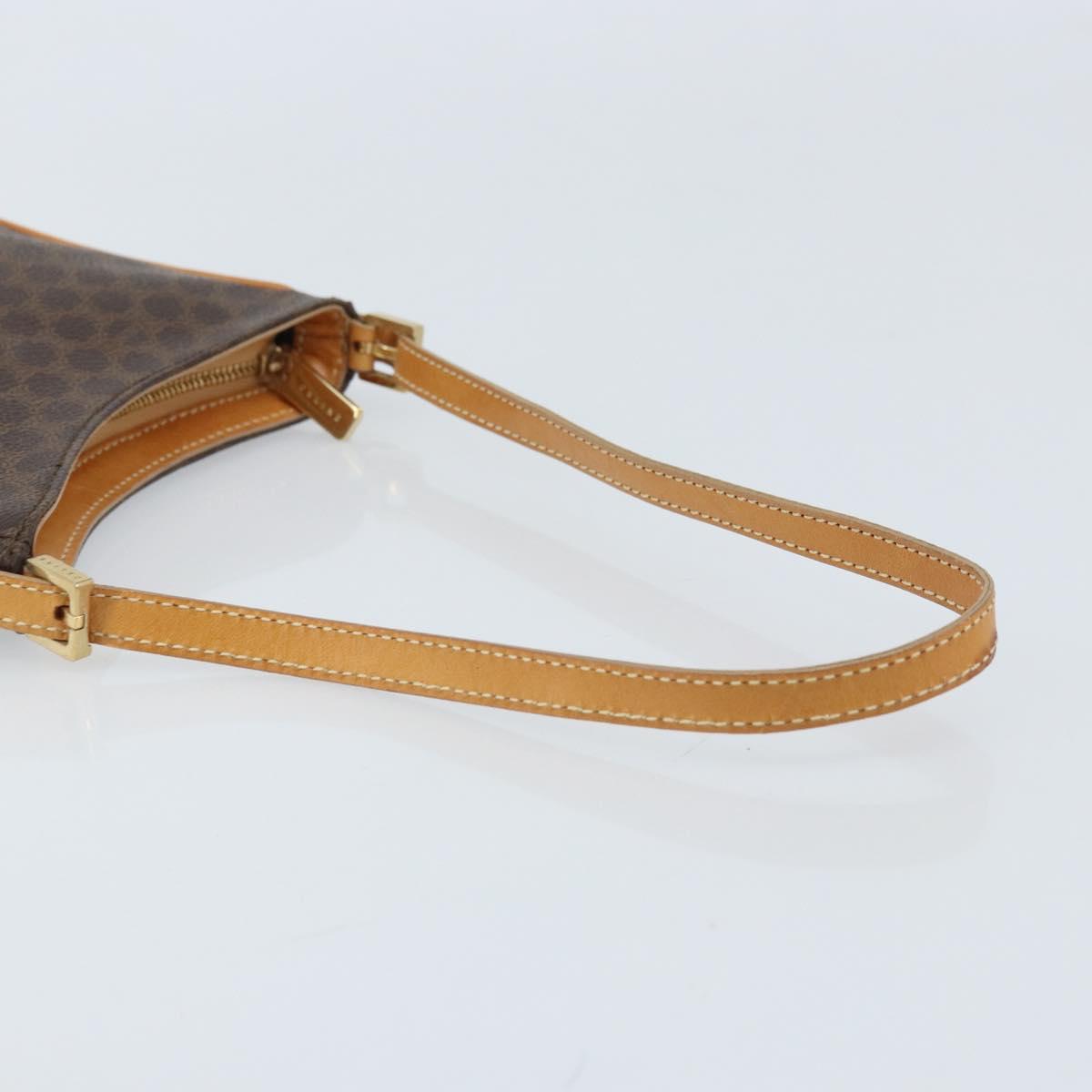 CELINE Macadam Canvas Shoulder Bag PVC Leather Brown Gold Auth AMZ543A