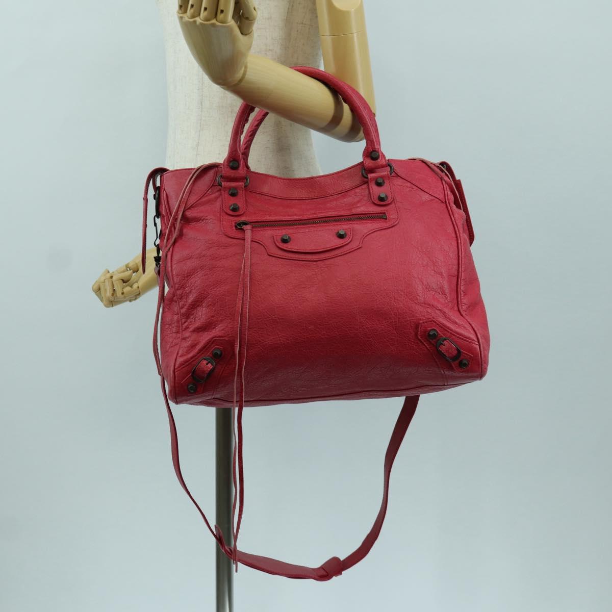 BALENCIAGA The City Hand Bag Leather 2way Red 235216 Auth AMZ544V