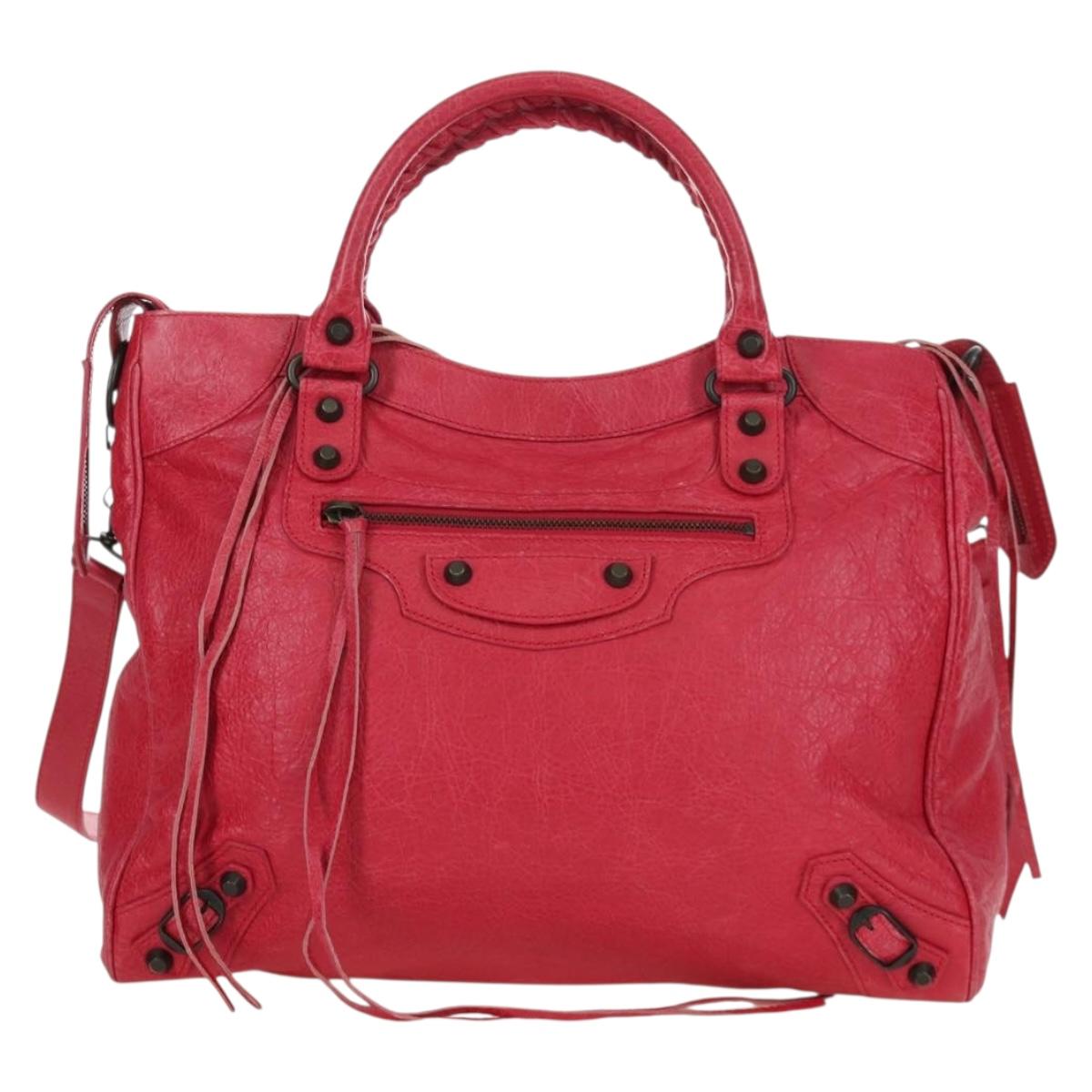 BALENCIAGA The City Hand Bag Leather 2way Red 235216 Auth AMZ544V