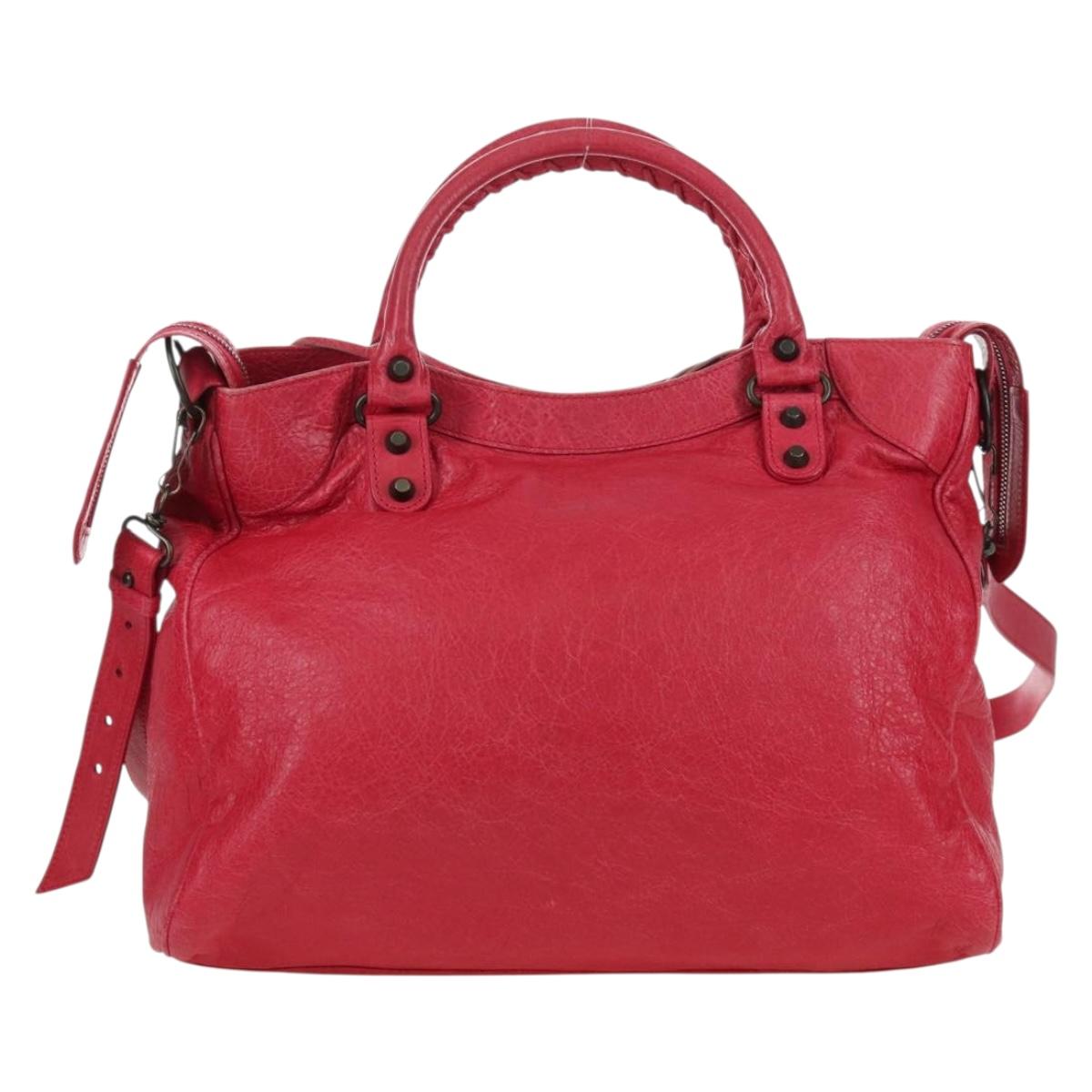BALENCIAGA The City Hand Bag Leather 2way Red 235216 Auth AMZ544V