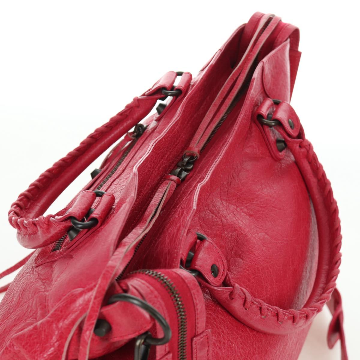 BALENCIAGA The City Hand Bag Leather 2way Red 235216 Auth AMZ544V