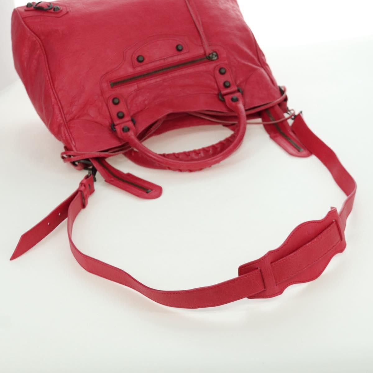 BALENCIAGA The City Hand Bag Leather 2way Red 235216 Auth AMZ544V