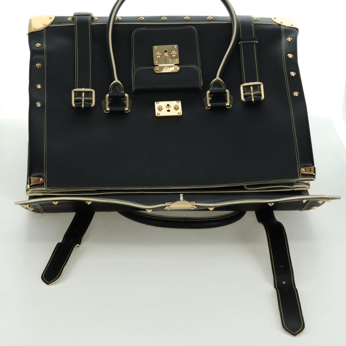 LOUIS VUITTON Suhari Extravagan Hand Bag Leather Black LV Auth AMZ548SM