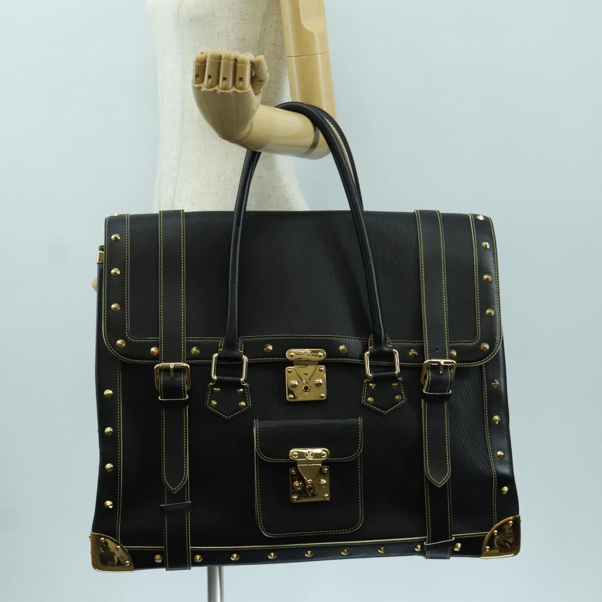LOUIS VUITTON Suhari Extravagan Hand Bag Leather Black LV Auth AMZ548SM