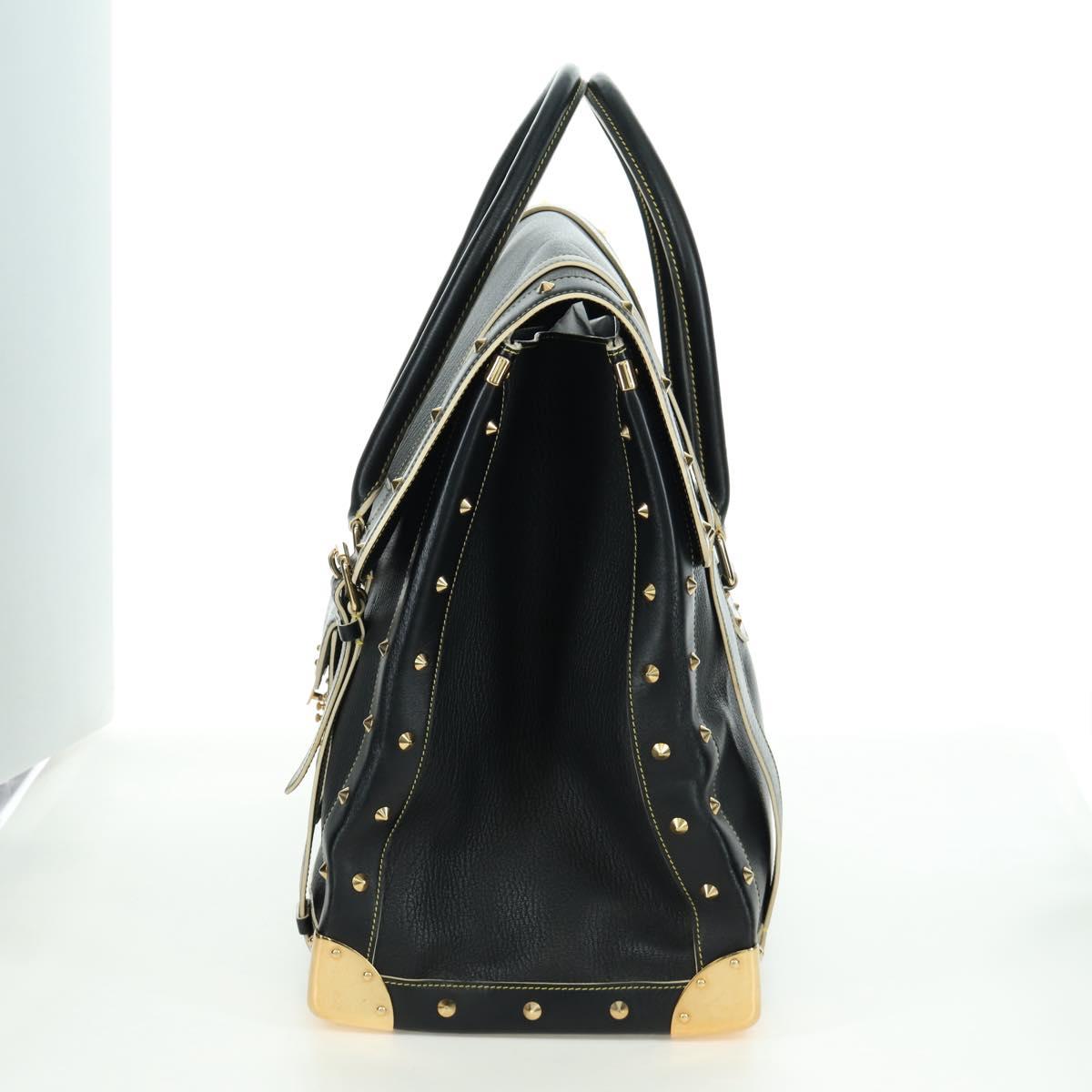 LOUIS VUITTON Suhari Extravagan Hand Bag Leather Black LV Auth AMZ548SM