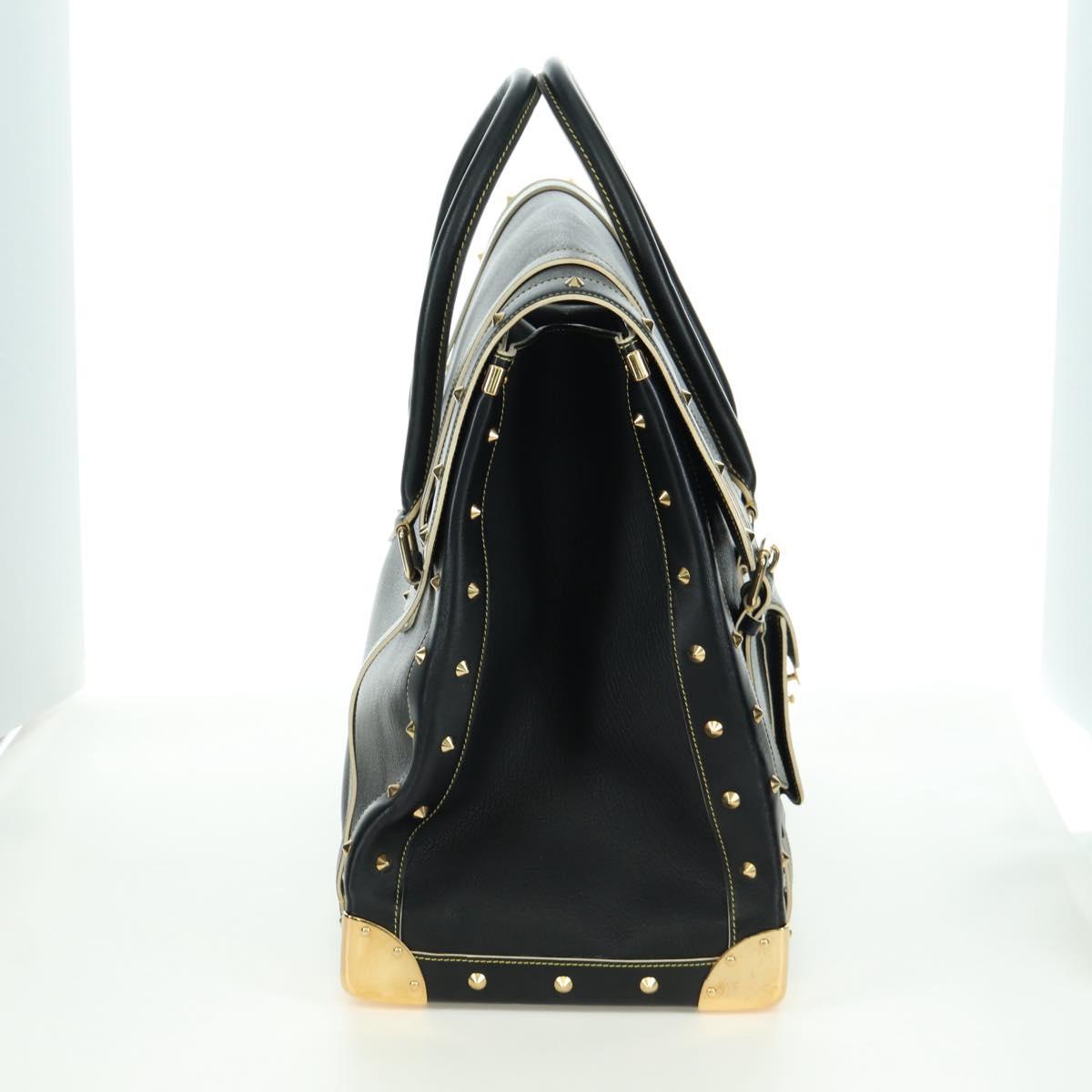 LOUIS VUITTON Suhari Extravagan Hand Bag Leather Black LV Auth AMZ548SM