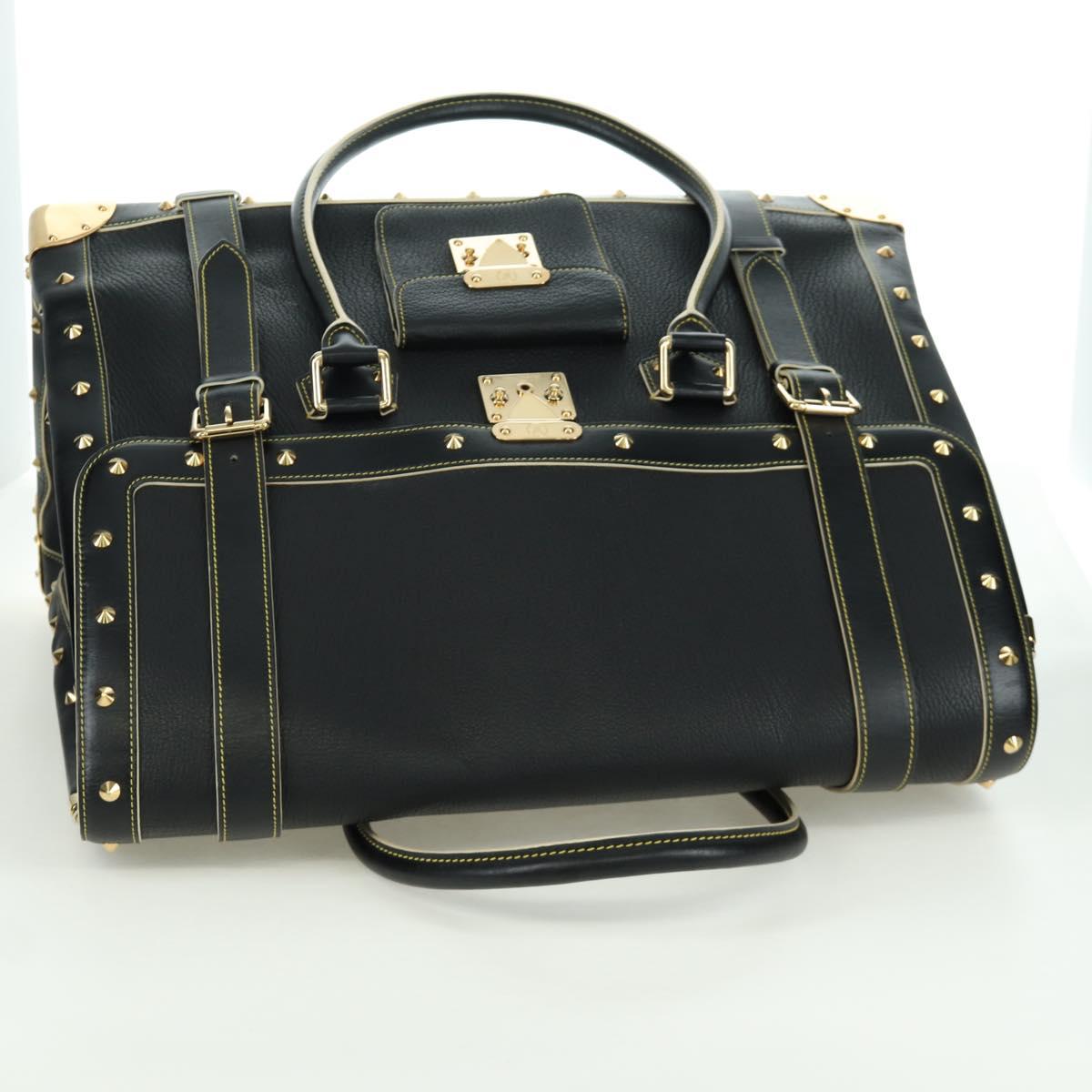 LOUIS VUITTON Suhari Extravagan Hand Bag Leather Black LV Auth AMZ548SM