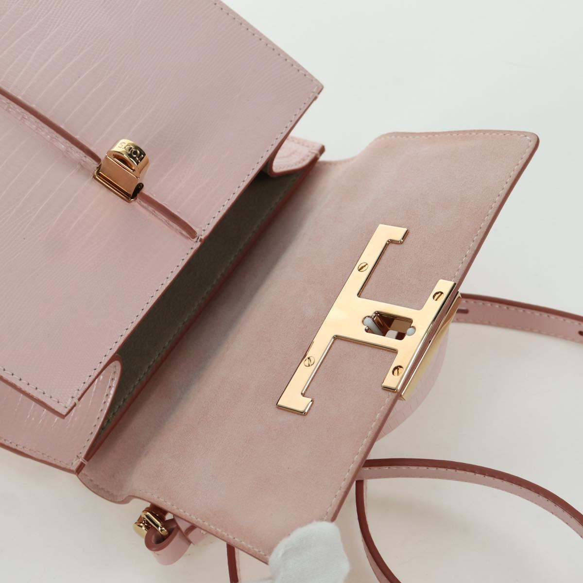 TOD’S Timeless T Hand Bag Leather 2way Pink Gold Auth AMZ549SAM