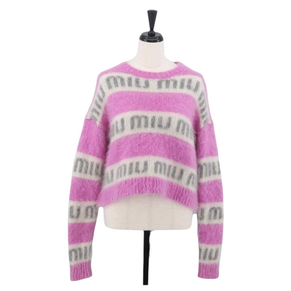 Miu Miu Knitted Fabrics Sweatshirt Mohair Pink Auth AMZ554SAM