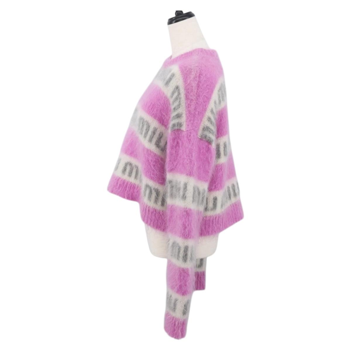 Miu Miu Knitted Fabrics Sweatshirt Mohair Pink Auth AMZ554SAM