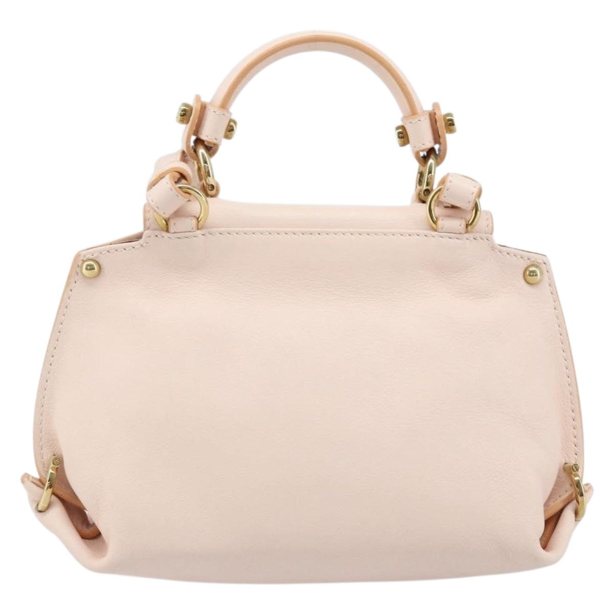 Salvatore Ferragamo Gancini Hand Bag Leather 2way Pink Gold Auth AMZ564A
