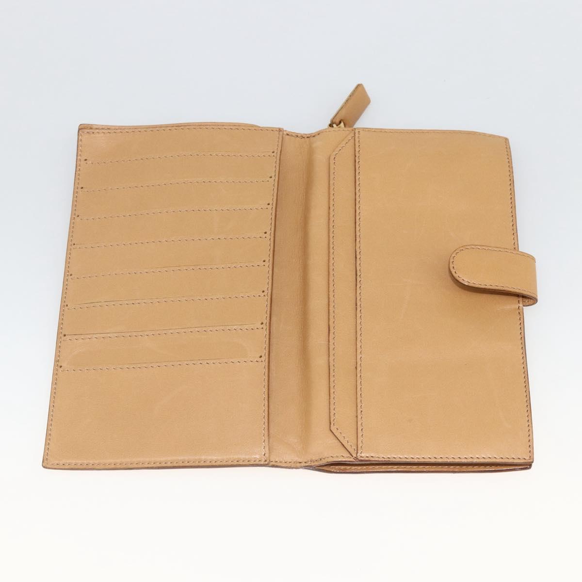 BOTTEGA VENETA INTRECCIATO Long Wallet Leather Beige Auth AMZ568A