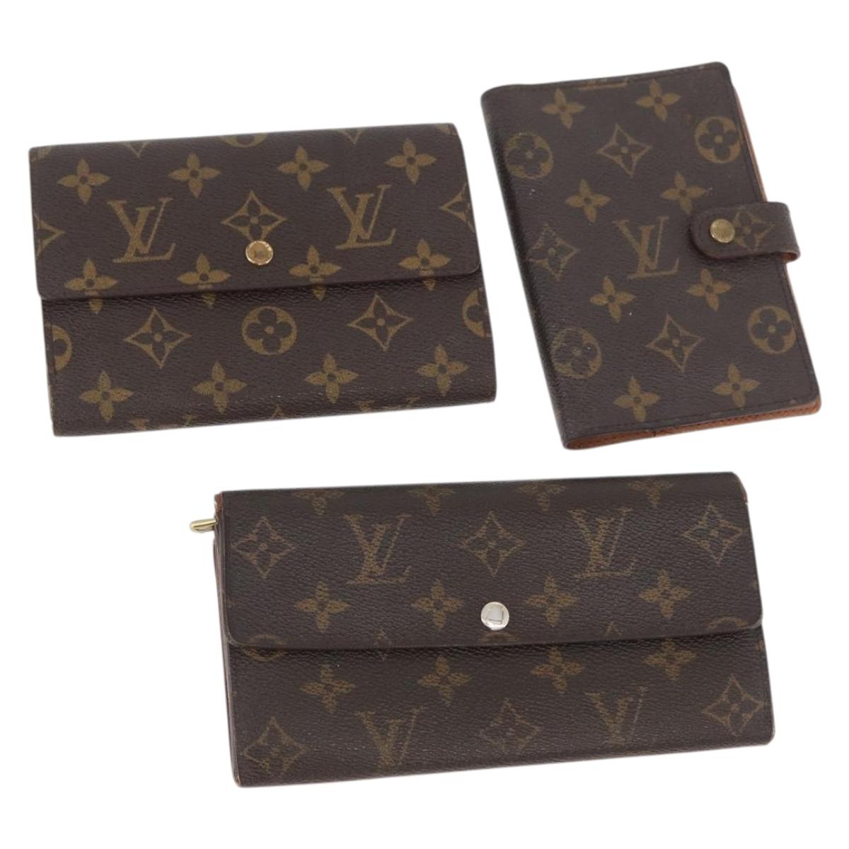 LOUIS VUITTON Monogram Wallet 3 Set LV Auth AMZ579