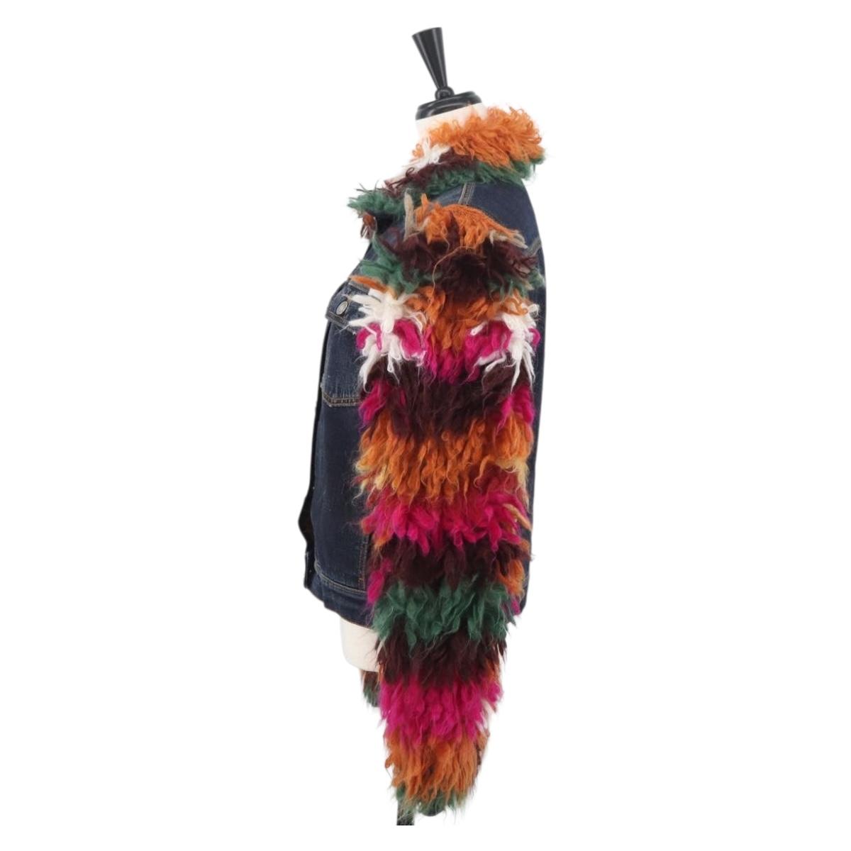 Christian Dior Fringe Jacket Denim Blue Auth AMZ580SM