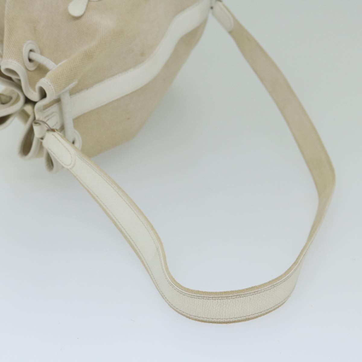 HERMES Sac Marine Receiver PM Shoulder Bag Canvas Leather Beige Auth ar10900