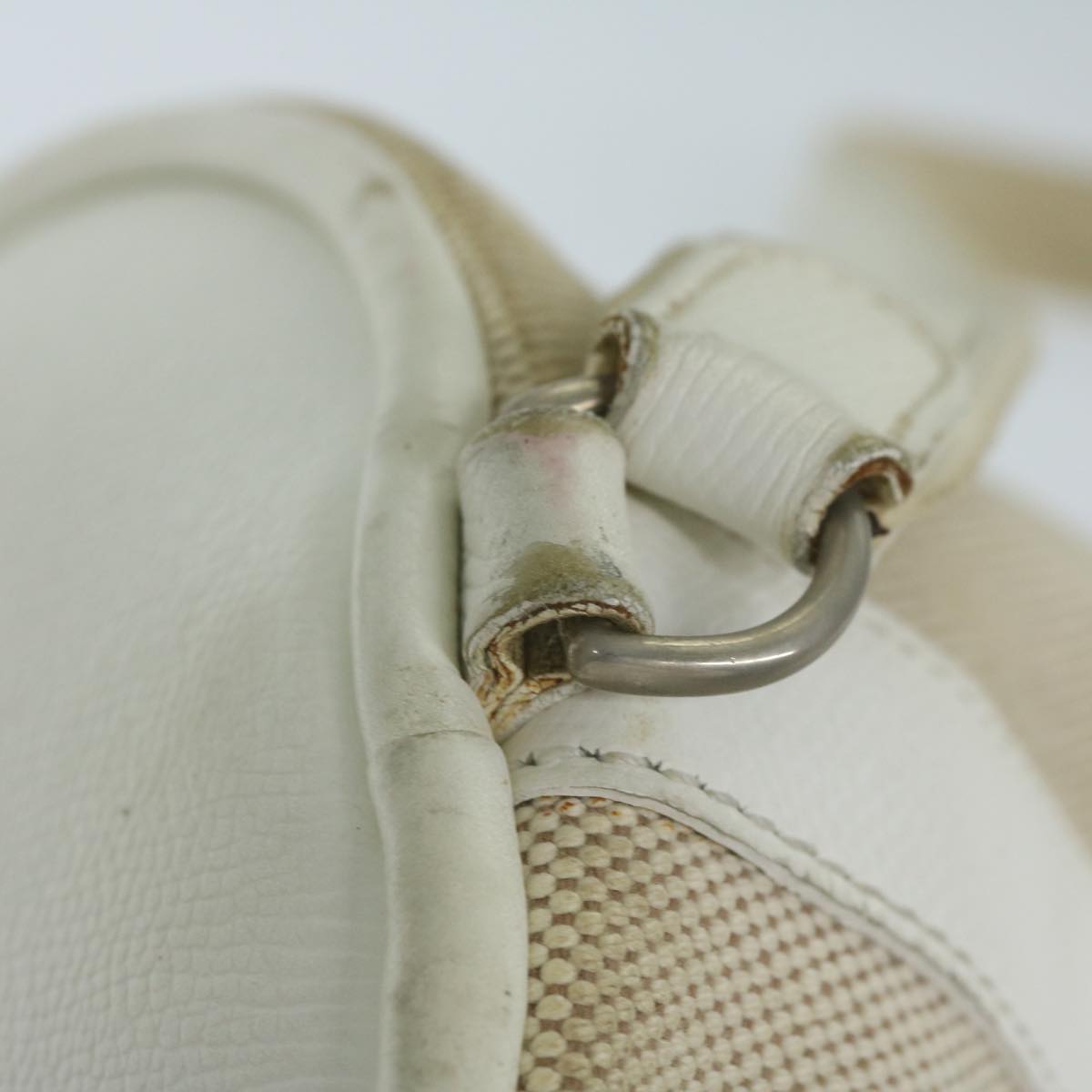 HERMES Sac Marine Receiver PM Shoulder Bag Canvas Leather Beige Auth ar10900