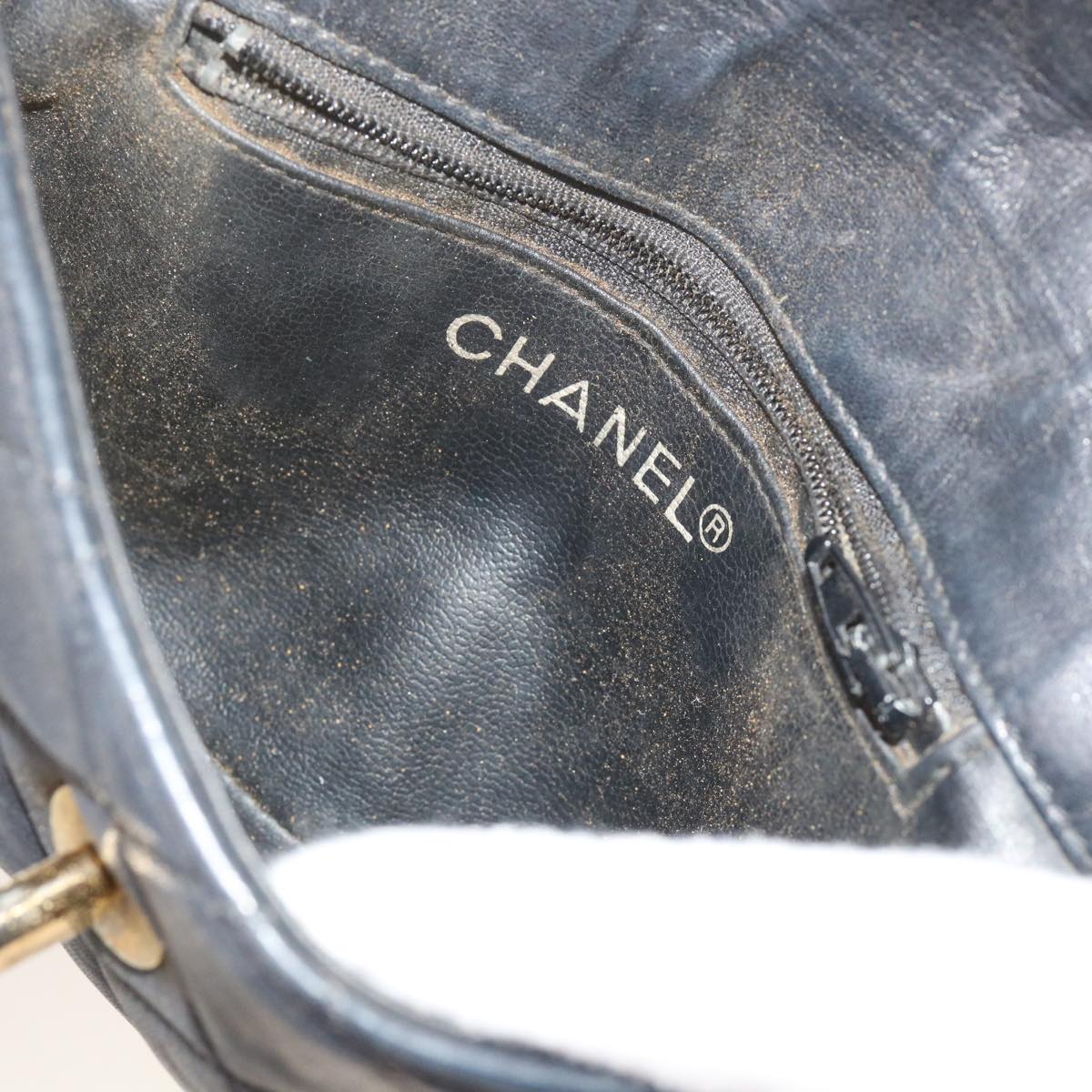 CHANEL Matelasse Turn Lock Chain Waist bag Lamb Skin Black CC Auth ar11054