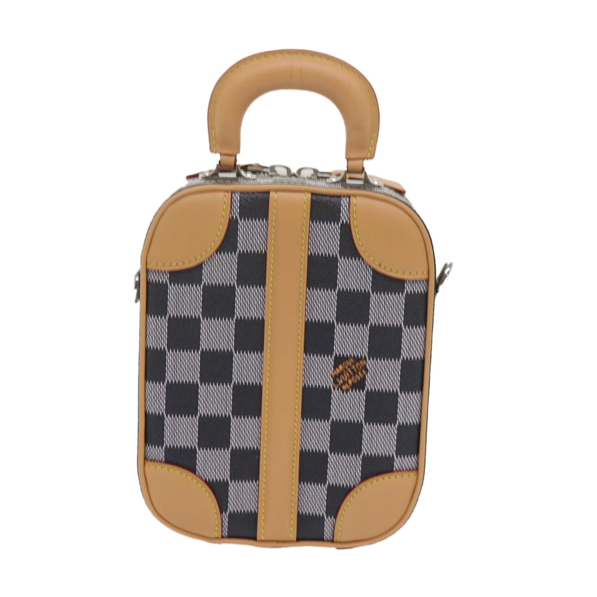 LOUIS VUITTON Damier Versette Vertical Hand Bag White Black N60273 Auth ar11067S