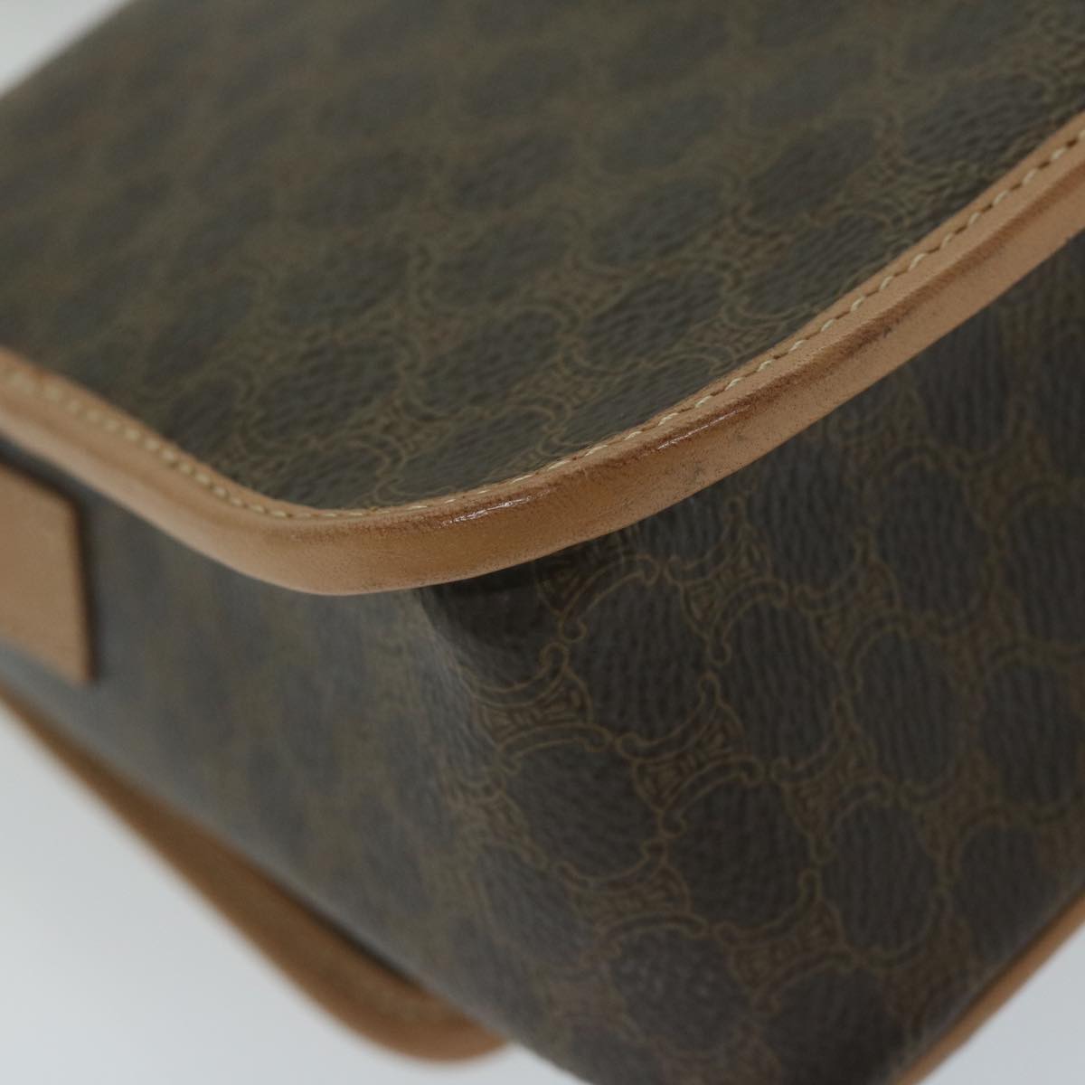 CELINE Macadam Canvas Shoulder Bag PVC Leather Brown Auth ar11188B