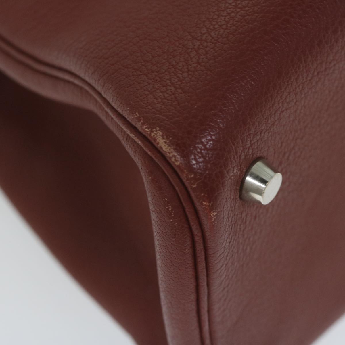 HERMES Cabana Tote Bag Leather Red Auth ar11227