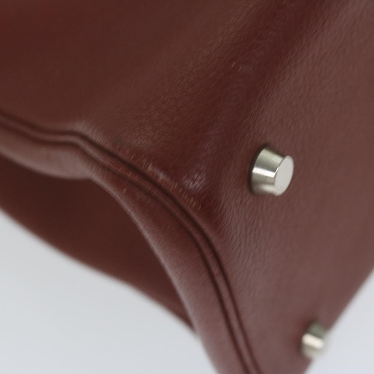 HERMES Cabana Tote Bag Leather Red Auth ar11227