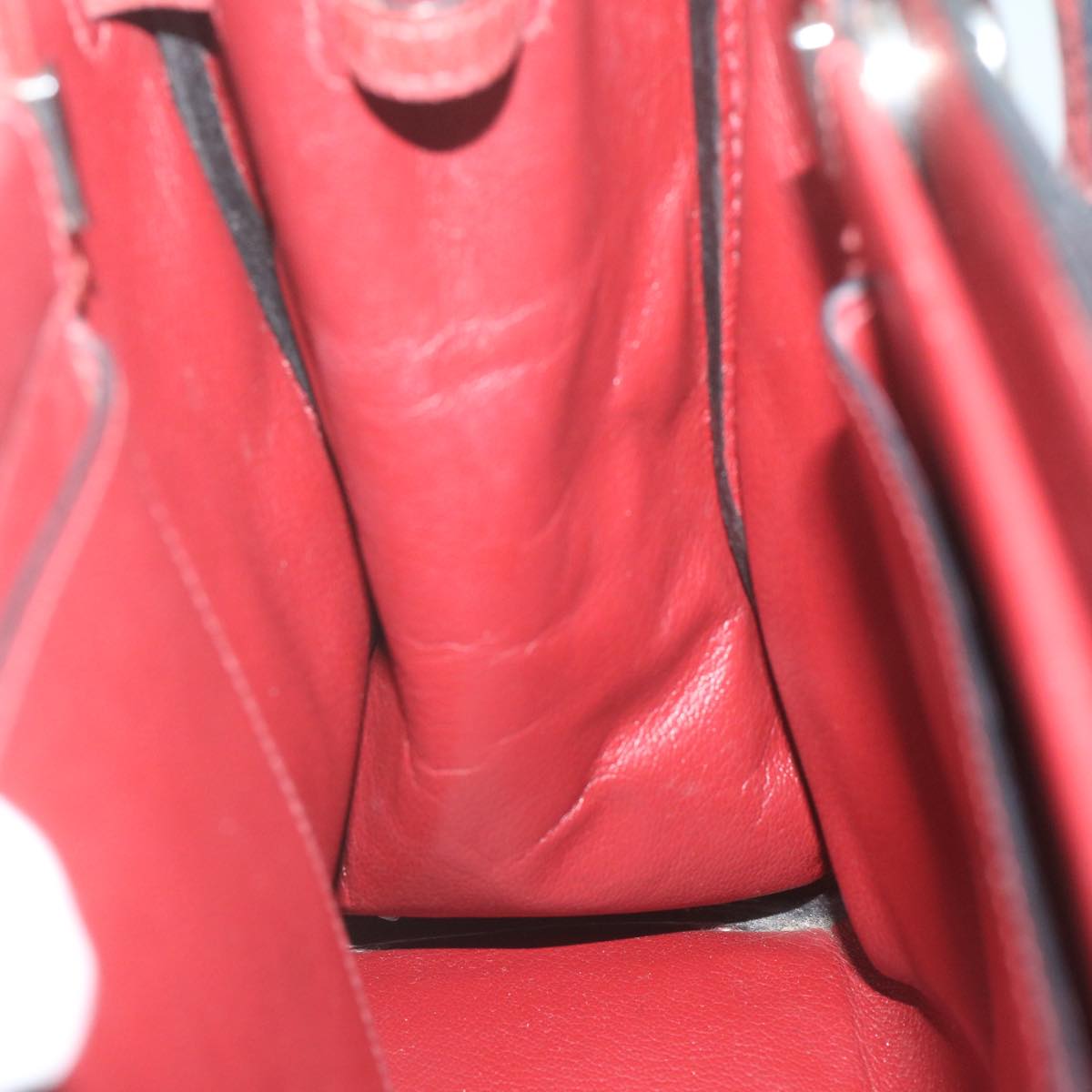 HERMES Cabana Tote Bag Leather Red Auth ar11227
