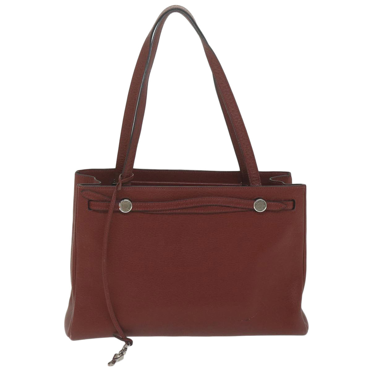 HERMES Cabana Tote Bag Leather Red Auth ar11227