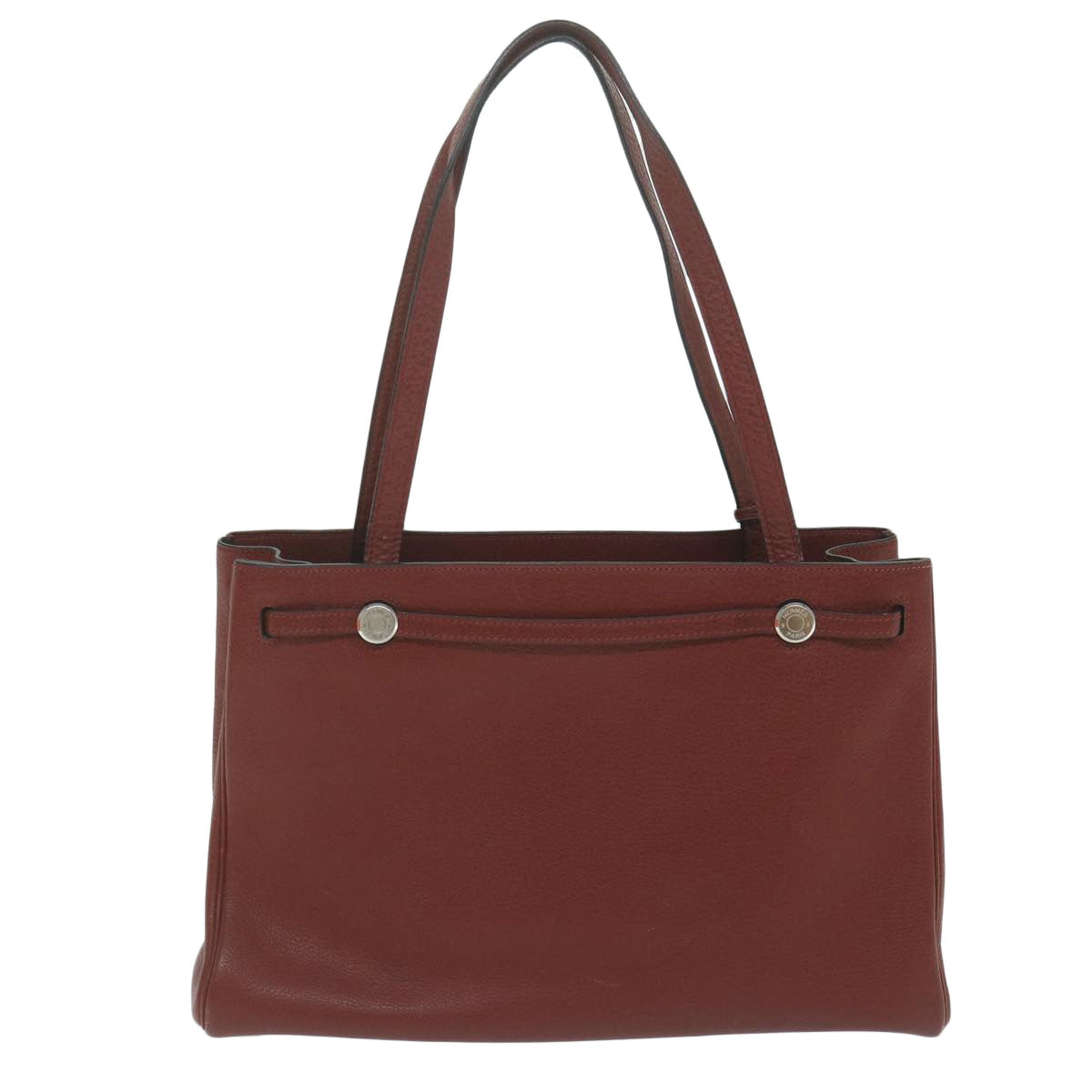 HERMES Cabana Tote Bag Leather Red Auth ar11227