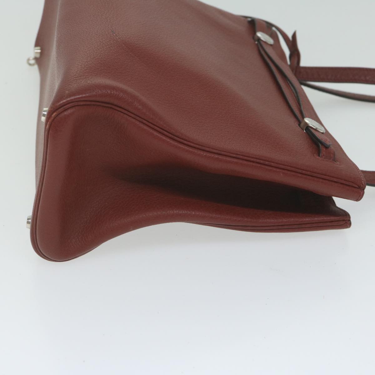 HERMES Cabana Tote Bag Leather Red Auth ar11227