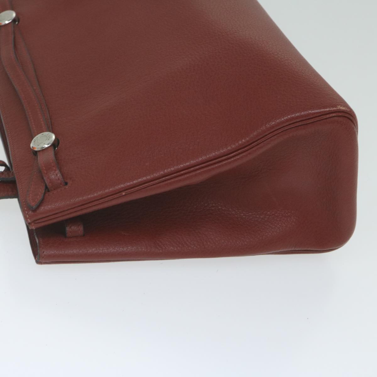 HERMES Cabana Tote Bag Leather Red Auth ar11227