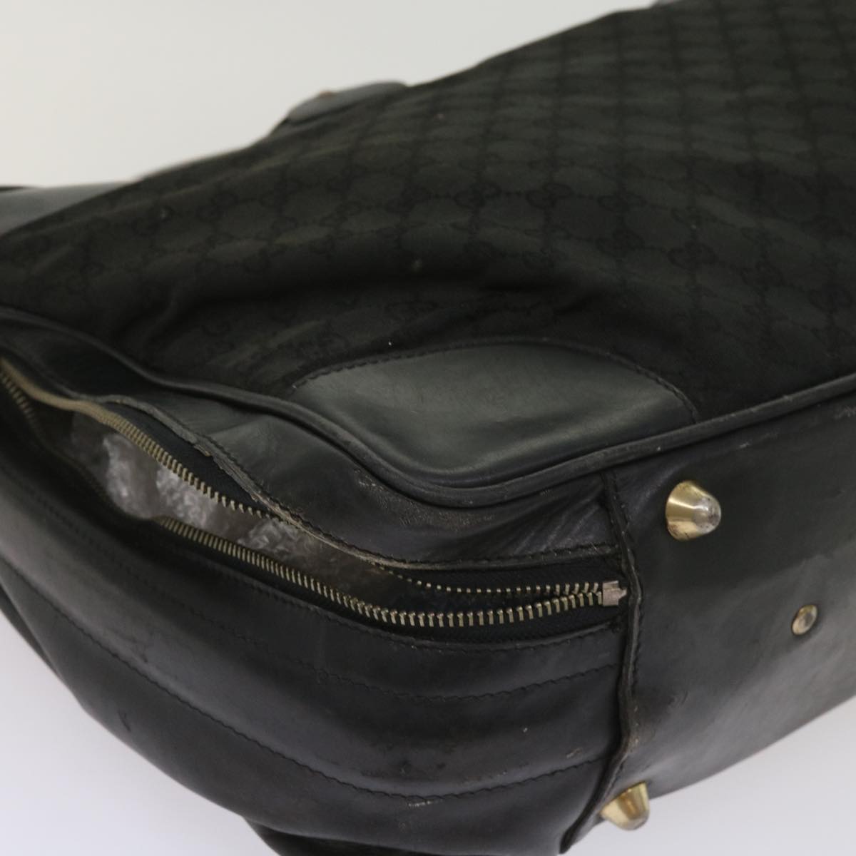GUCCI GG Canvas Web Sherry Line Boston Bag Black Green Red Auth ar11324