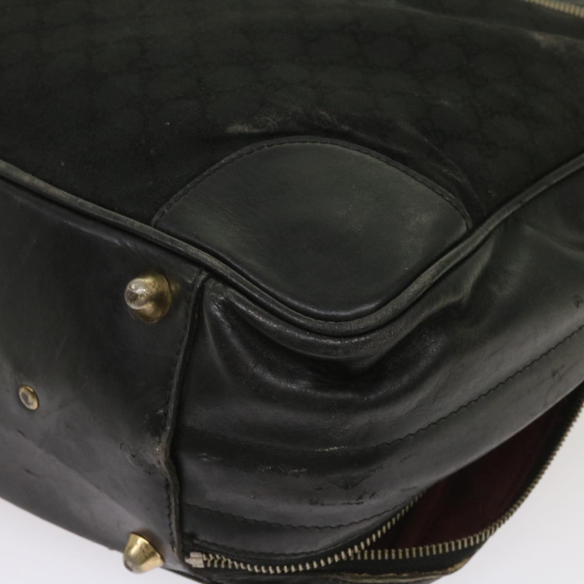 GUCCI GG Canvas Web Sherry Line Boston Bag Black Green Red Auth ar11324