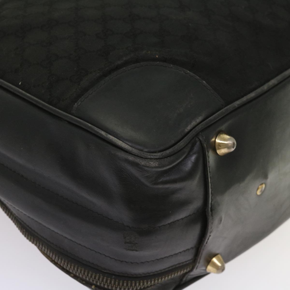 GUCCI GG Canvas Web Sherry Line Boston Bag Black Green Red Auth ar11324