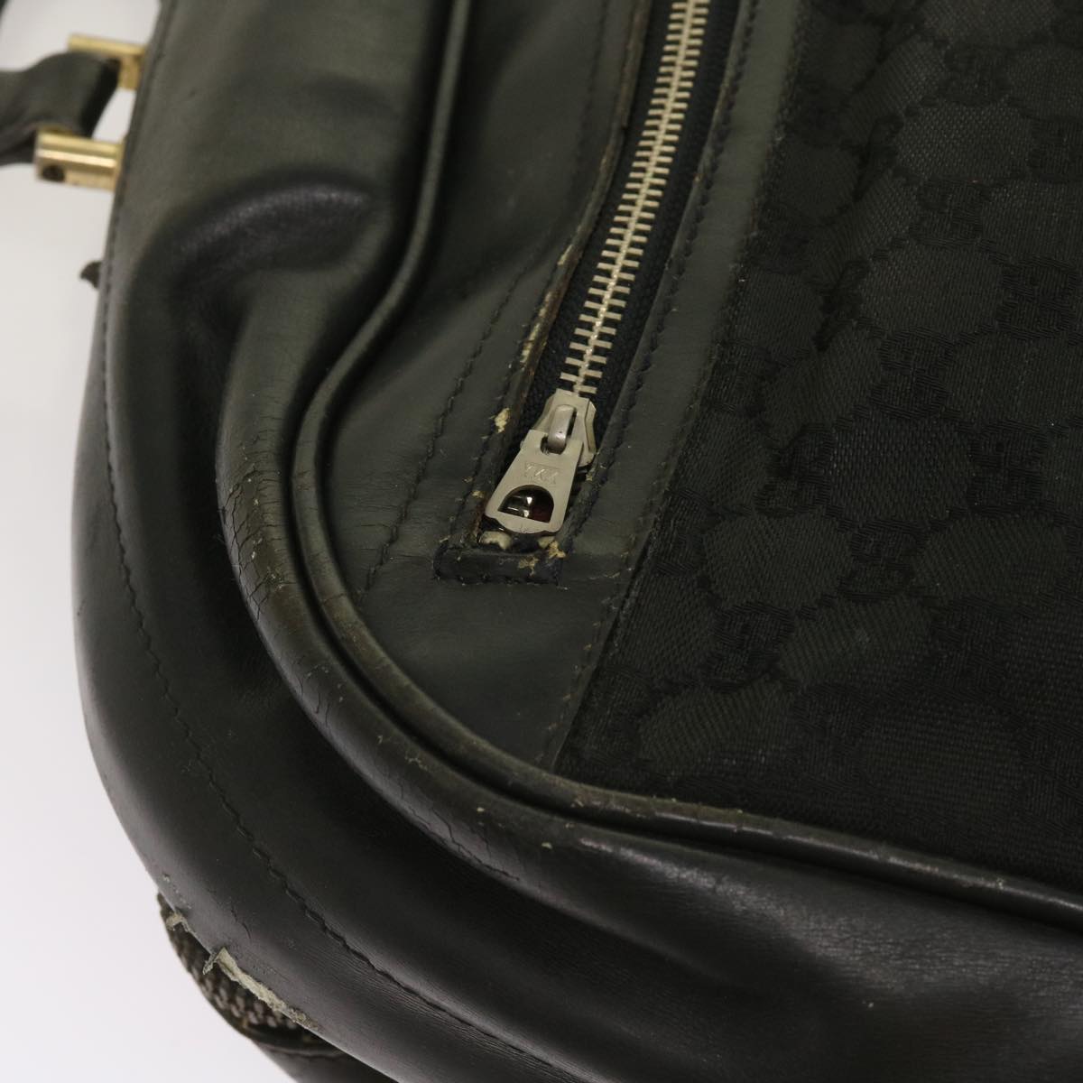 GUCCI GG Canvas Web Sherry Line Boston Bag Black Green Red Auth ar11324