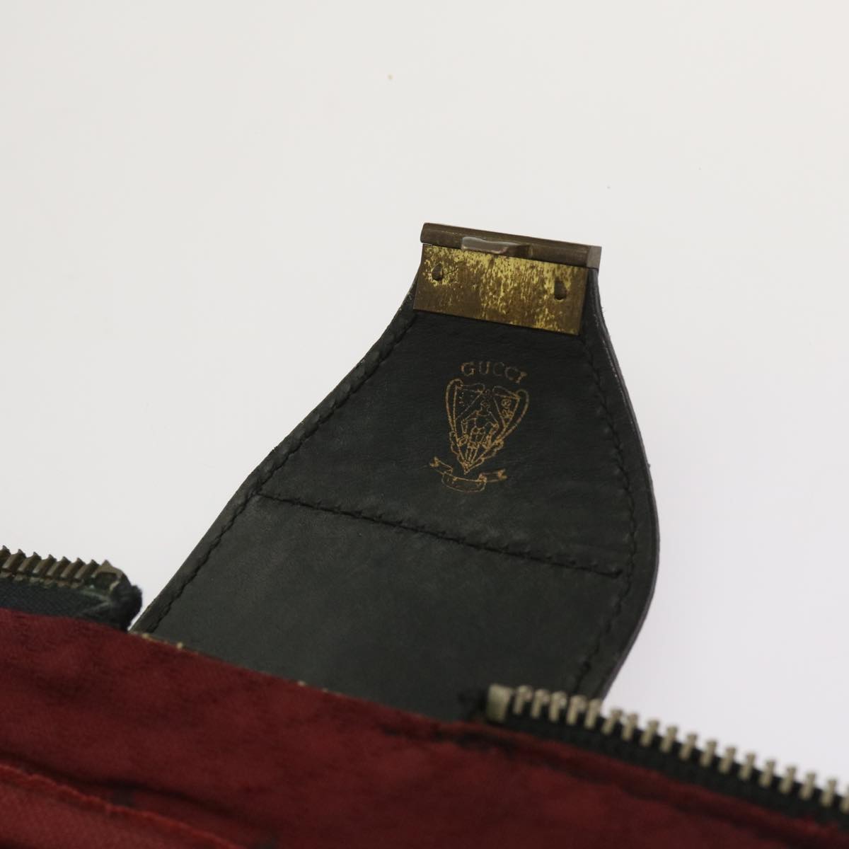GUCCI GG Canvas Web Sherry Line Boston Bag Black Green Red Auth ar11324