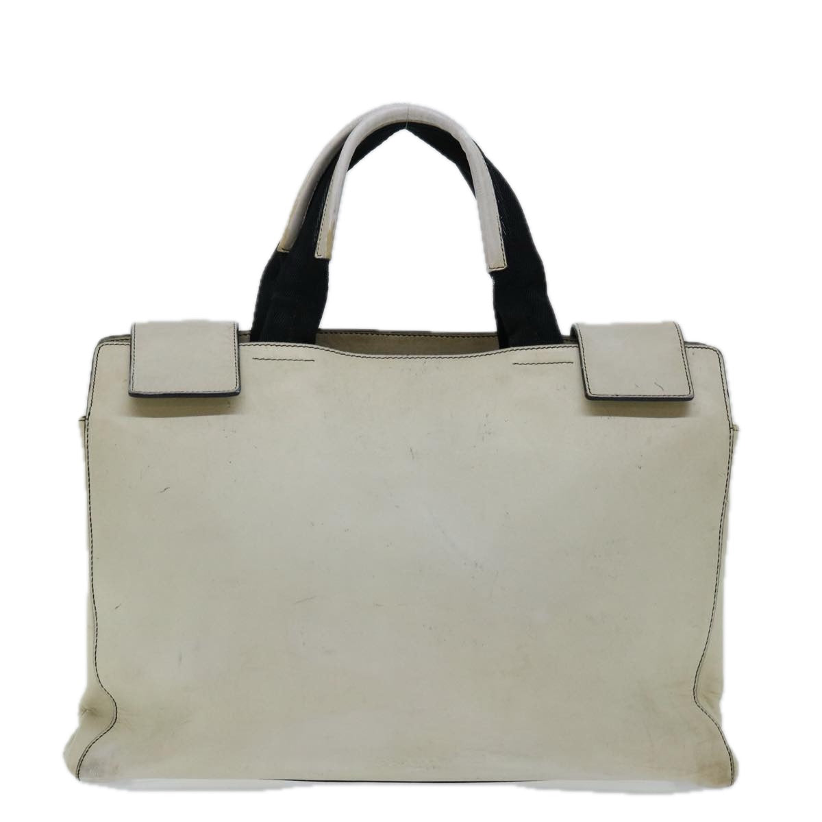 PRADA Hand Bag Leather White Auth ar11644B