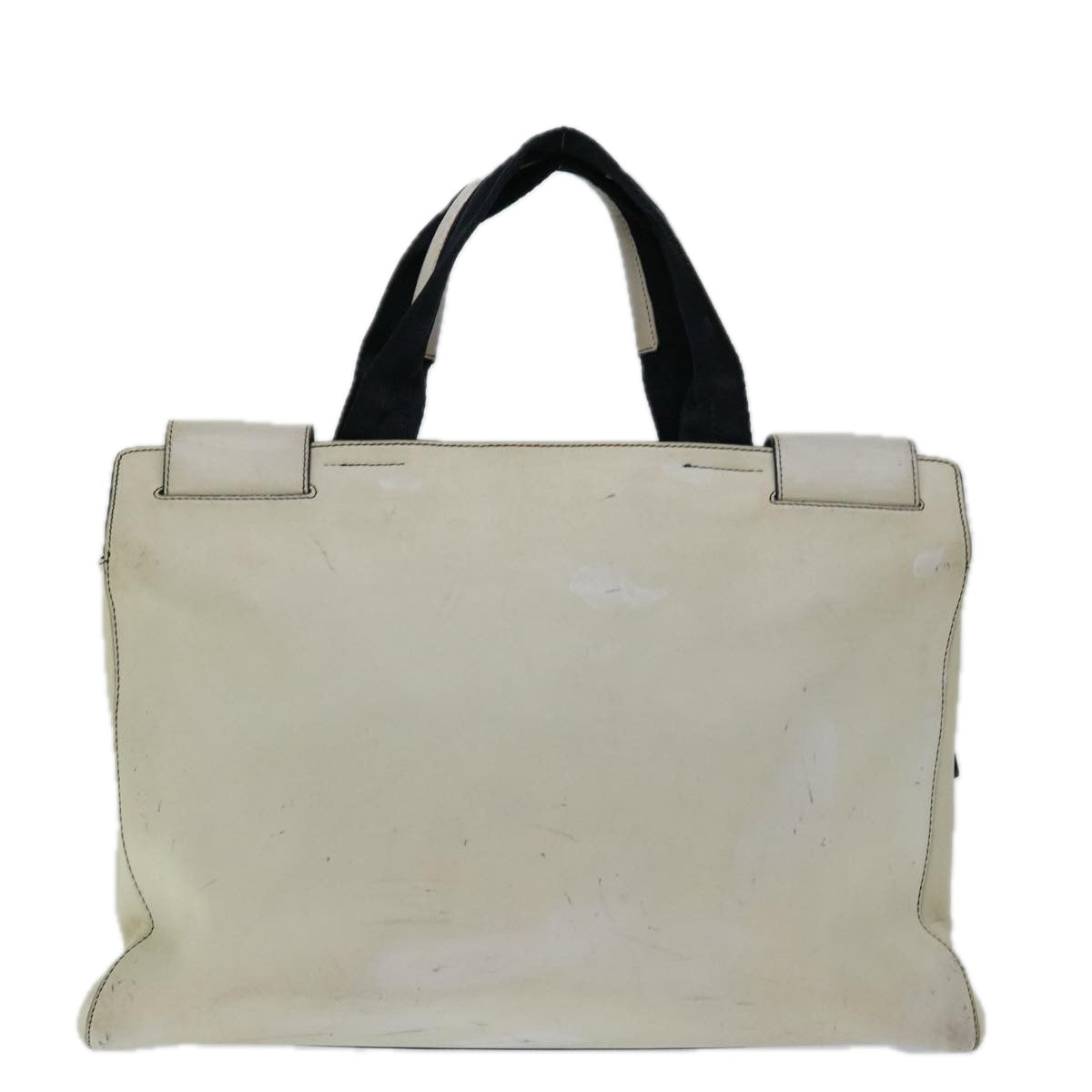 PRADA Hand Bag Leather White Auth ar11644B