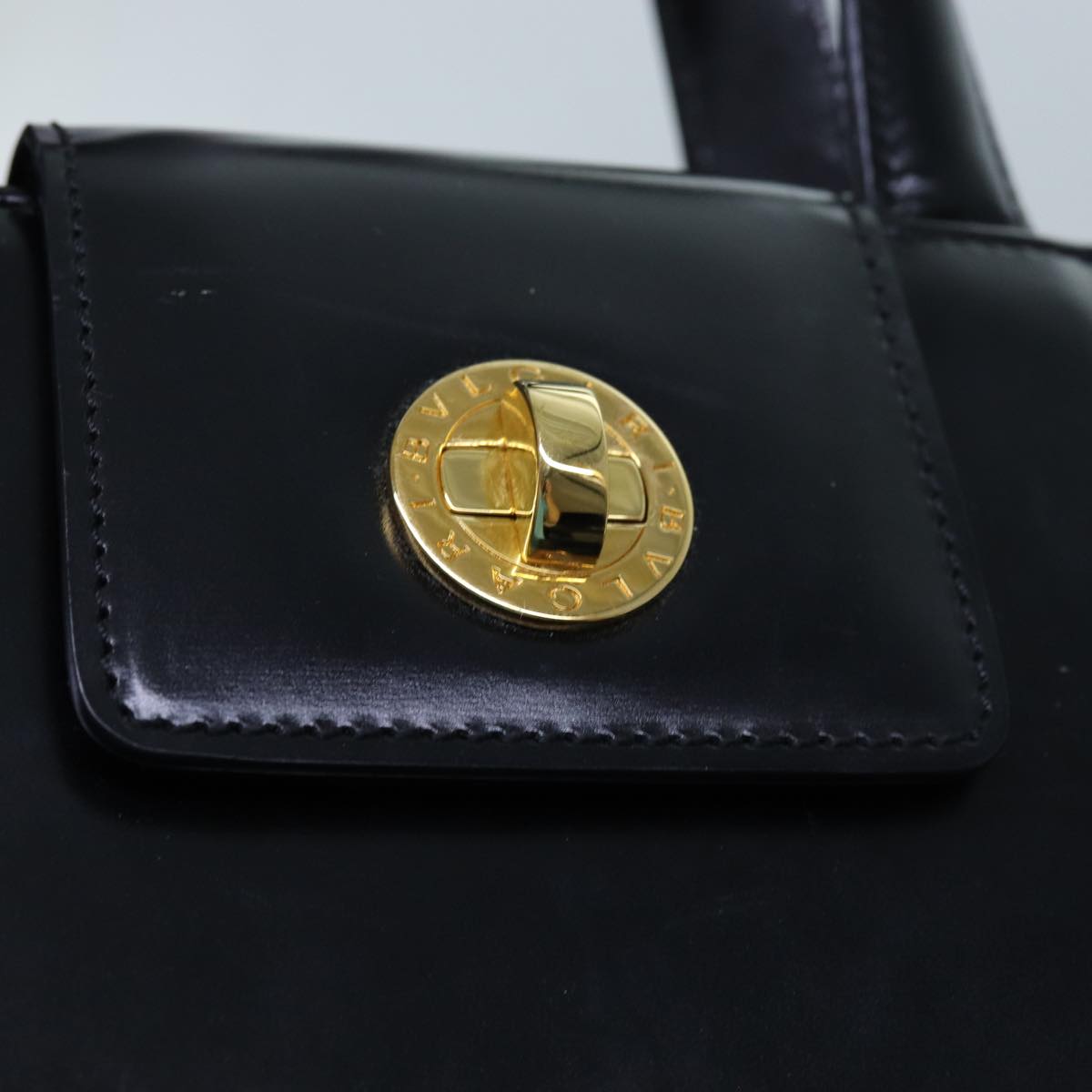 BVLGARI Hand Bag Leather 2way Black Auth ar11750