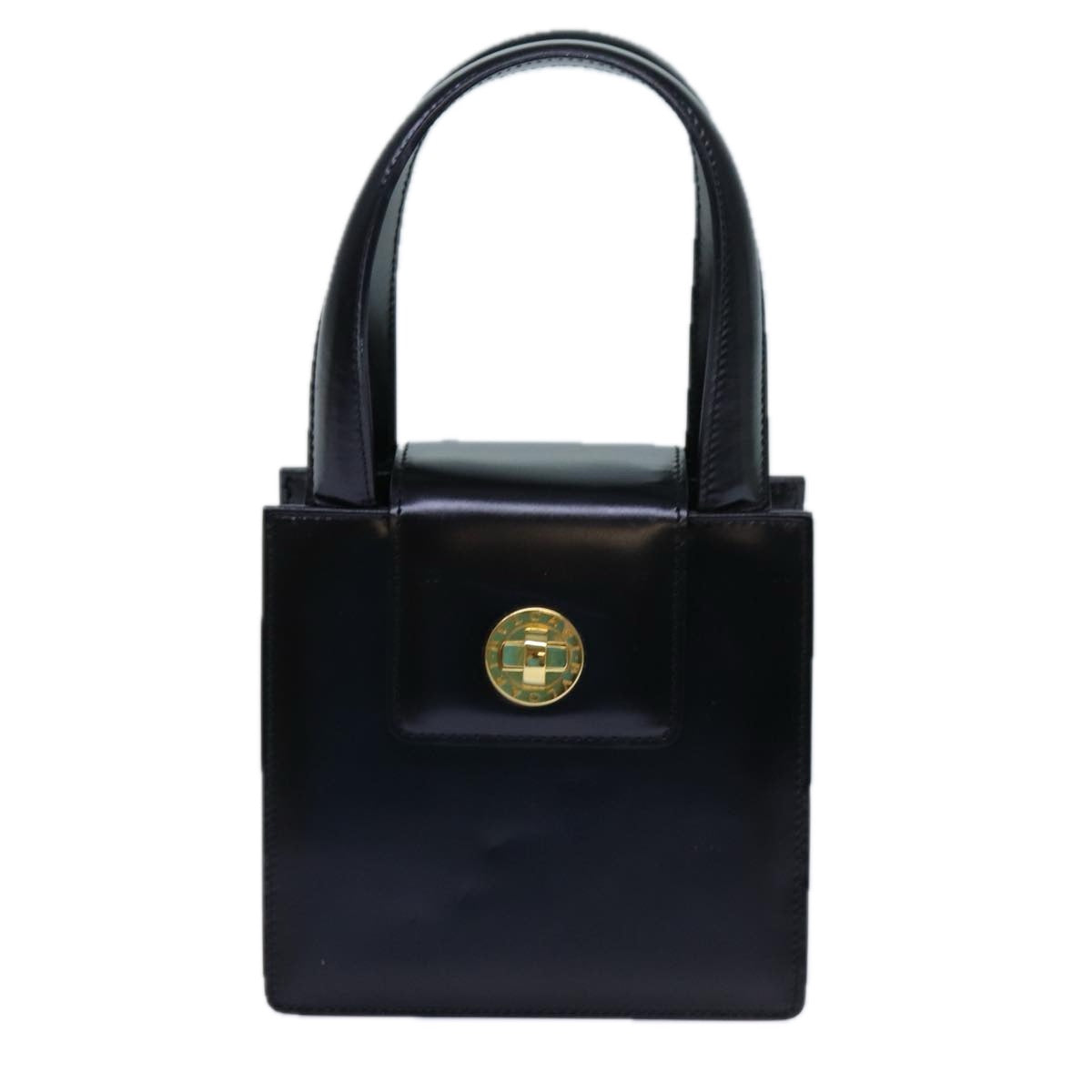 BVLGARI Hand Bag Leather 2way Black Auth ar11750