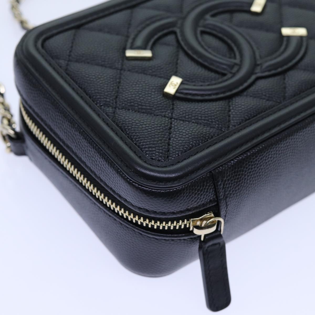 CHANEL Chain CC Figly Mini Shoulder Bag Calf Skin Black A84452 CC Auth ar11762SAV