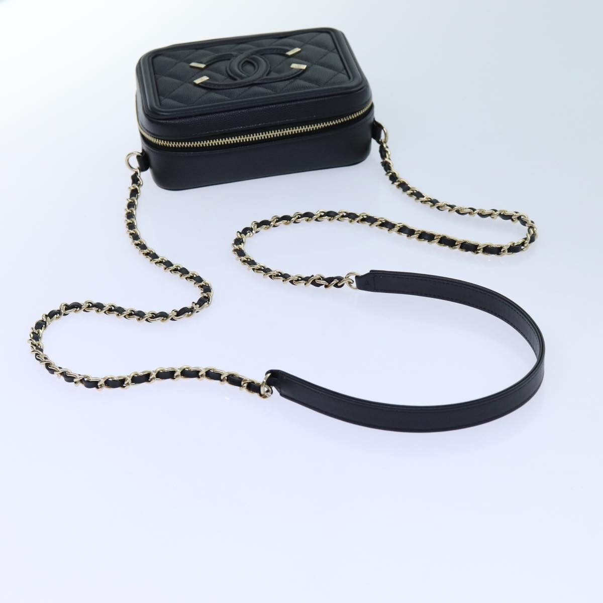CHANEL Chain CC Figly Mini Shoulder Bag Calf Skin Black A84452 CC Auth ar11762SAV