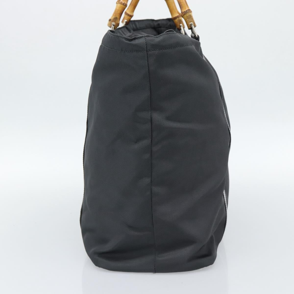 GUCCI Bamboo Hand Bag Nylon Gray 002 2854 0412 5 Auth ar11843