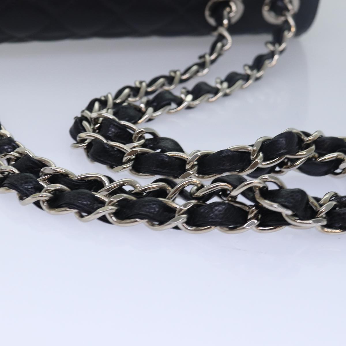 CHANEL Matelasse30 Turn Lock Chain Shoulder Bag Calf Skin Black CC Auth ar11992AV