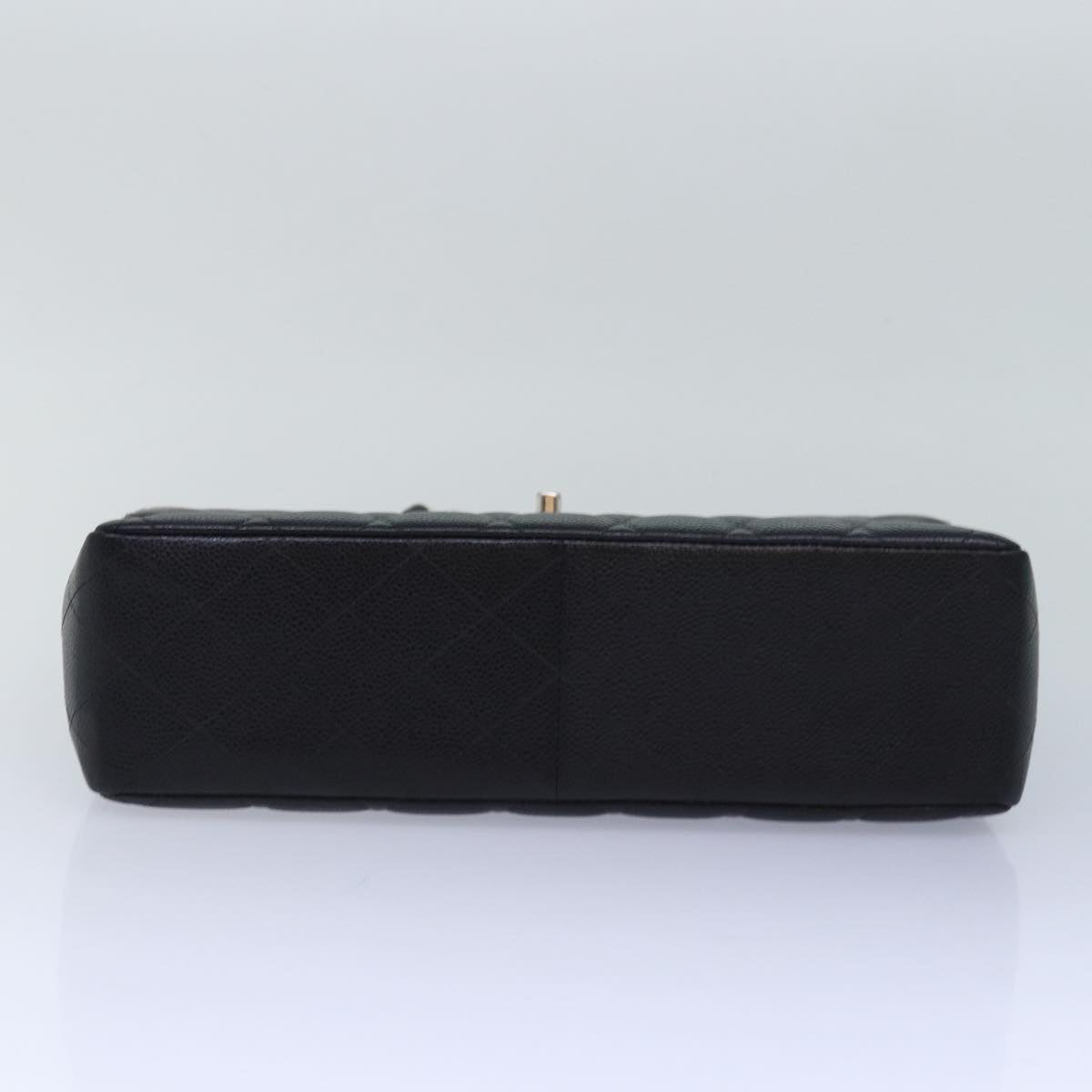 CHANEL Matelasse30 Turn Lock Chain Shoulder Bag Calf Skin Black CC Auth ar11992AV