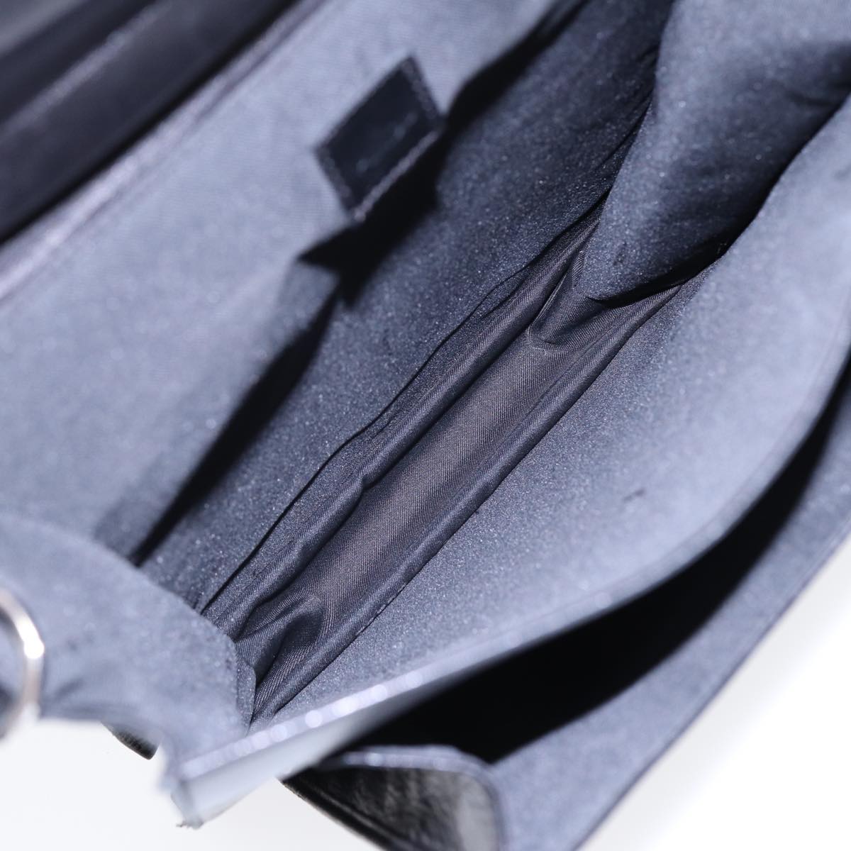 FENDI Hand Bag Leather 2way Black Silver Auth ar12462