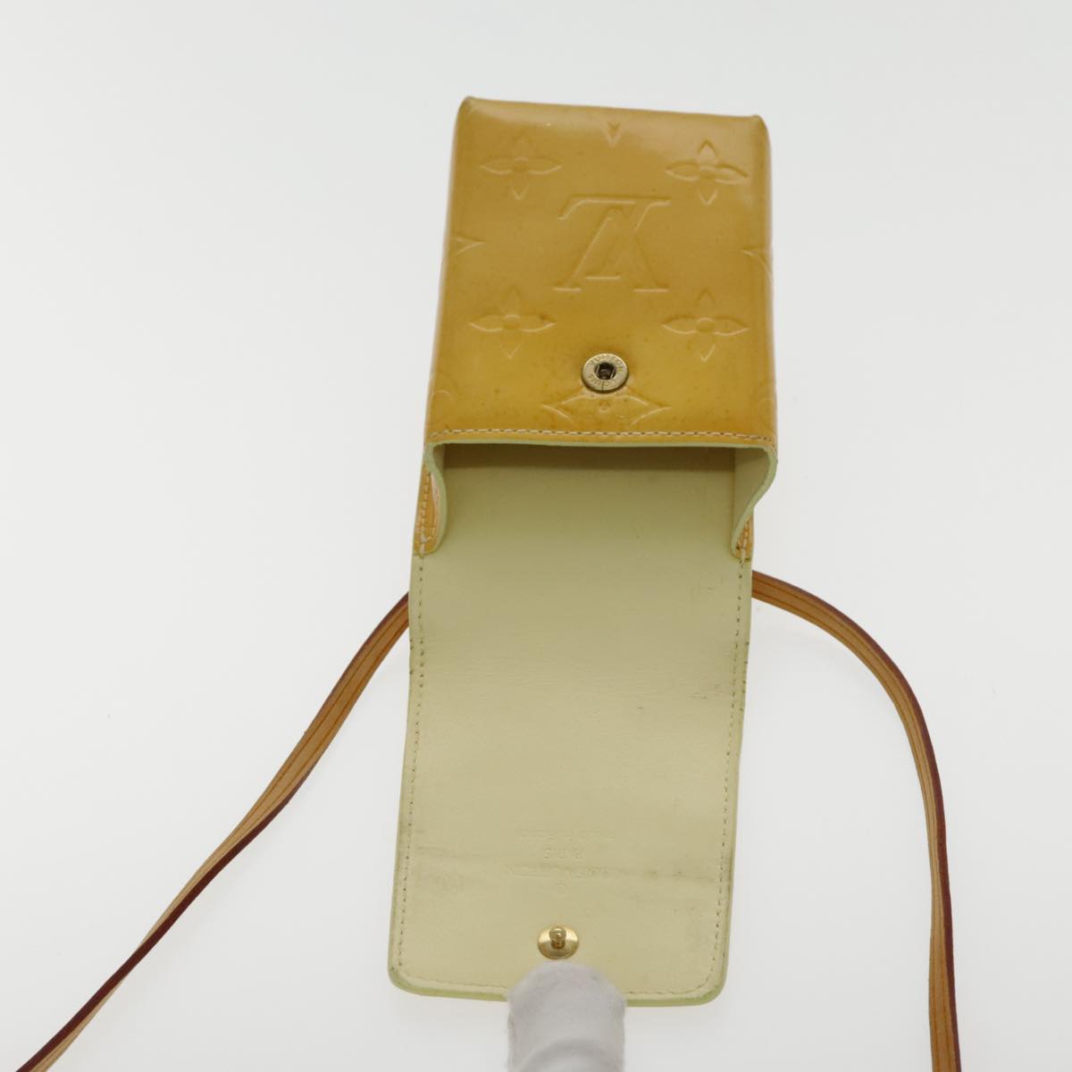 LOUIS VUITTON Monogram Vernis Walker Shoulder Wallet Gris M91031 LV Auth ar12588