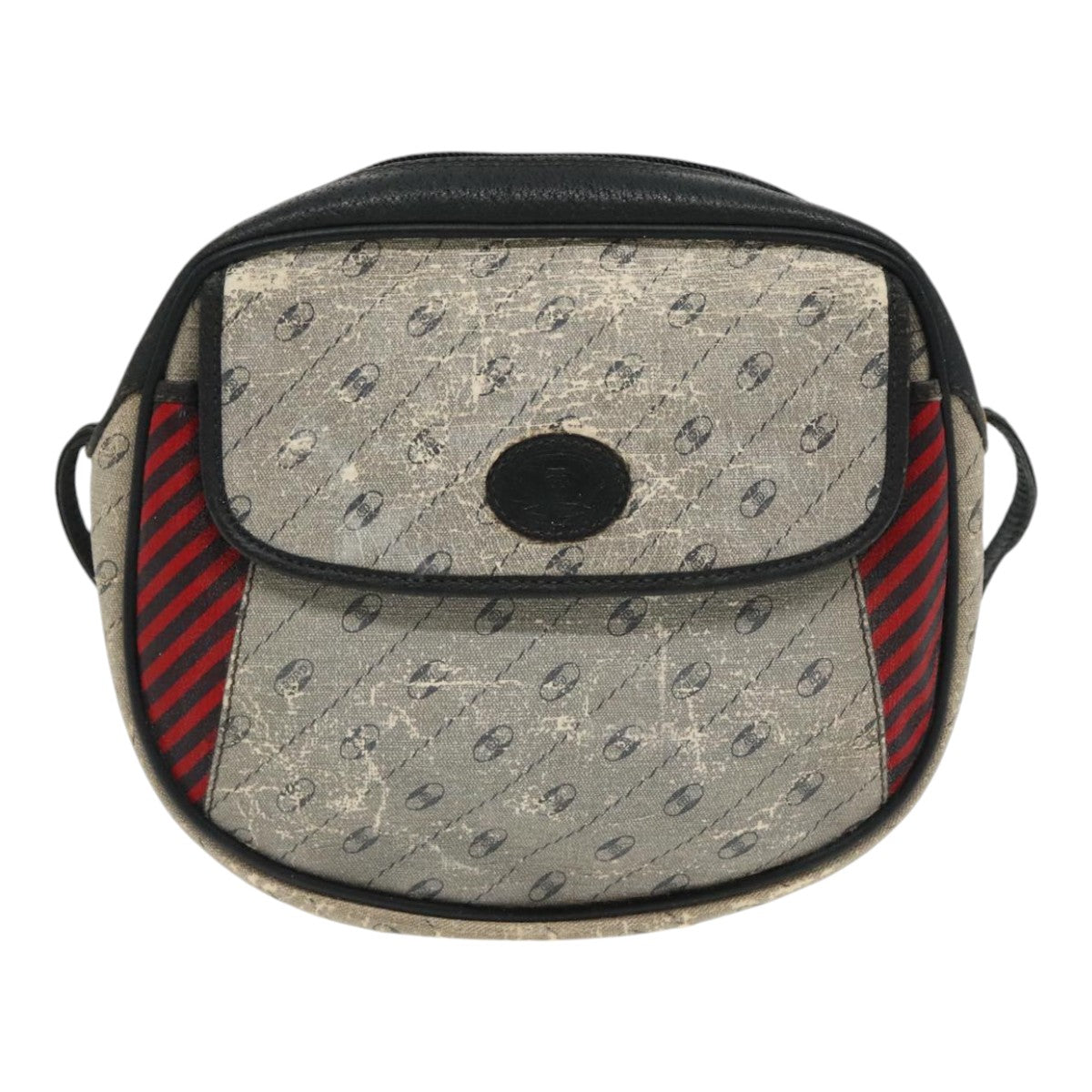 GUCCI Shoulder Bag Coated Canvas Gold Navy Auth ar12677